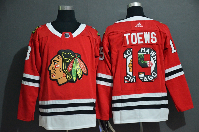 Adidias Chicago Blackhawks #19 Jonathan Toews red Men print NHL Jersey